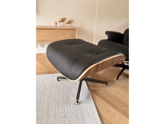 Eames lounge chair met ottoman in palissander en echt zwart leer replica, palissander / zwart - afbeelding 11 van  11
