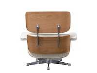 Eames lounge chair xl met ottoman in eiken en echt wit leer replica, eiken / wit - afbeelding 4 van  6