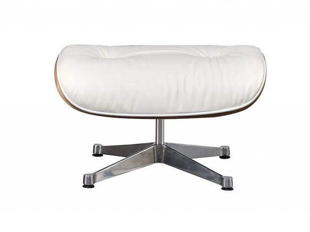 Eames lounge chair xl met ottoman in eiken en echt wit leer replica, eiken / wit - afbeelding 5 van  6