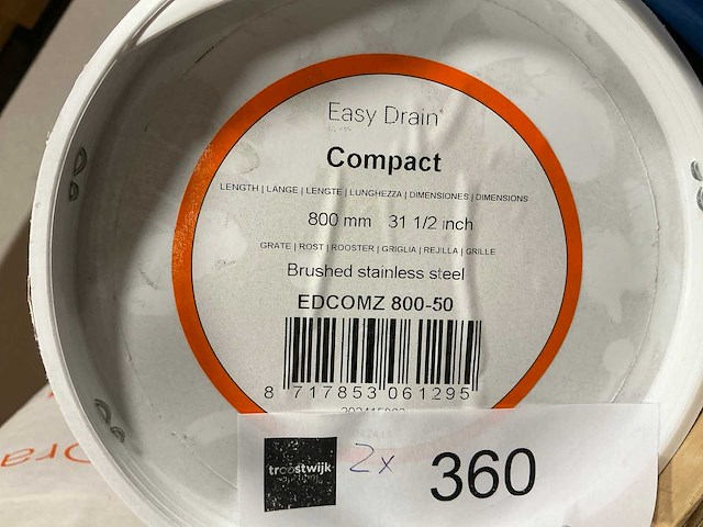 Easy drain compact 4,5x80cm rvs afvoergoot (2x) - afbeelding 3 van  3