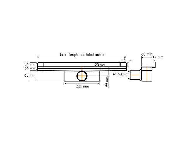 Easy drain compact wall douchegoot 800mm rvs - afbeelding 3 van  8