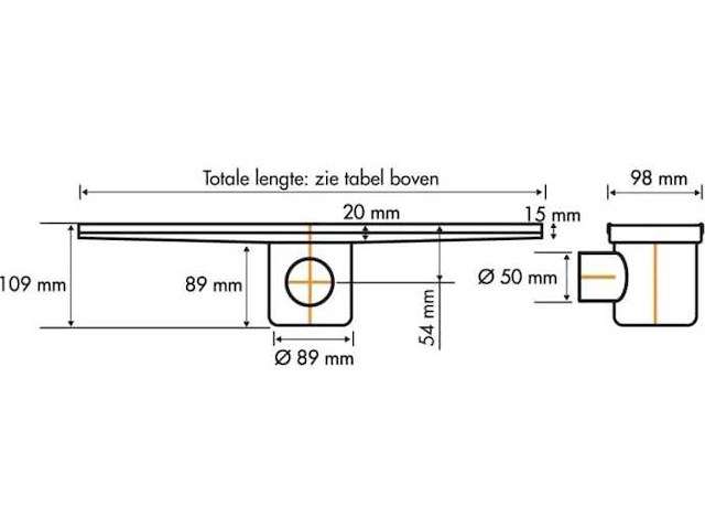 Easy drain fixt douchegoot 1000mm rvs (2x) - afbeelding 2 van  6