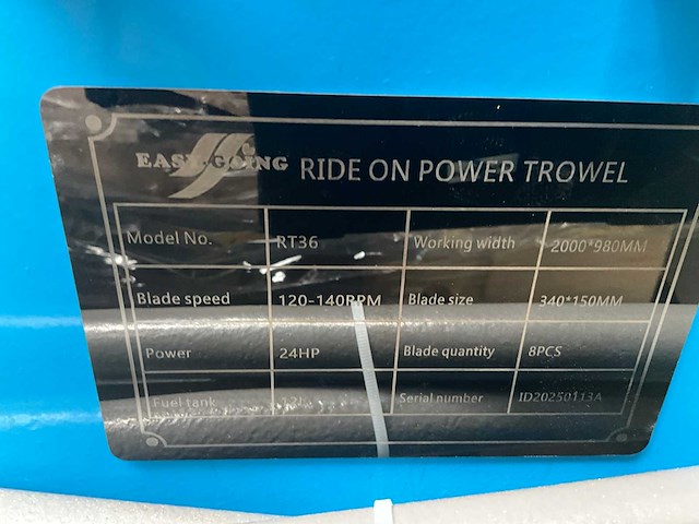 Easy-going - rt36 - honda gx690 (24 pk) - ride on power trowel / dubbele vlindermachine -2025 - afbeelding 52 van  59