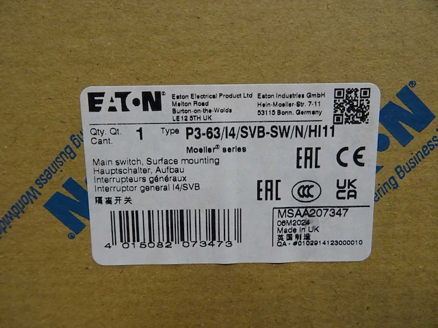 Eaton - p3-63/i4/svb-sw/n-hi11 - hoofdschakelaar (4x) - afbeelding 3 van  3