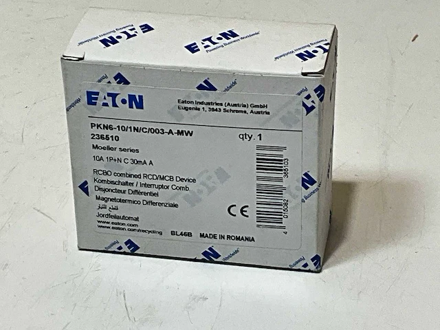 Eaton aardlekautomaat c10 1p+n 30ma type a (236510) - afbeelding 3 van  3