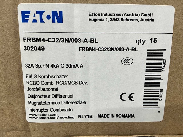 Eaton c32 3p+n aardlekautomaat (15x) - afbeelding 8 van  8