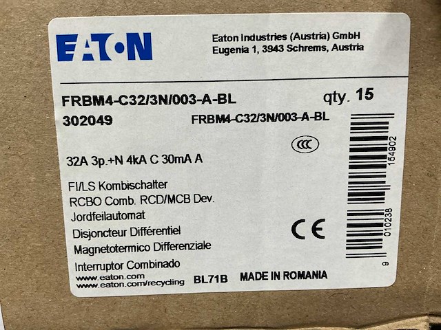 Eaton c32 3p+n aardlekautomaat (15x) - afbeelding 8 van  8