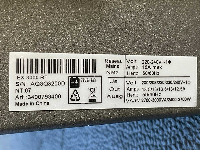 Eaton industries (netherlands) bv ex 3000 ups (uninterruptable power supply) - afbeelding 5 van  5