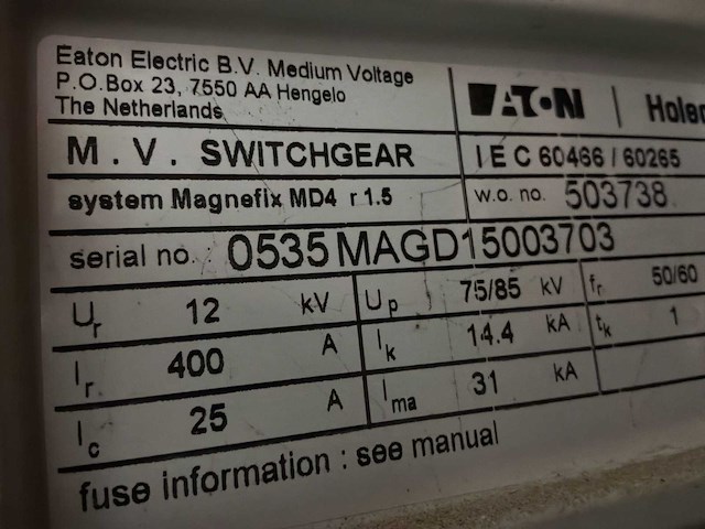 Eaton magnefix md4 kbb medium voltage switchgear (4x) - afbeelding 7 van  7