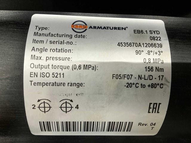 Ebro eb6.1 syd pneumatische vlindeklep (4x) - afbeelding 9 van  9