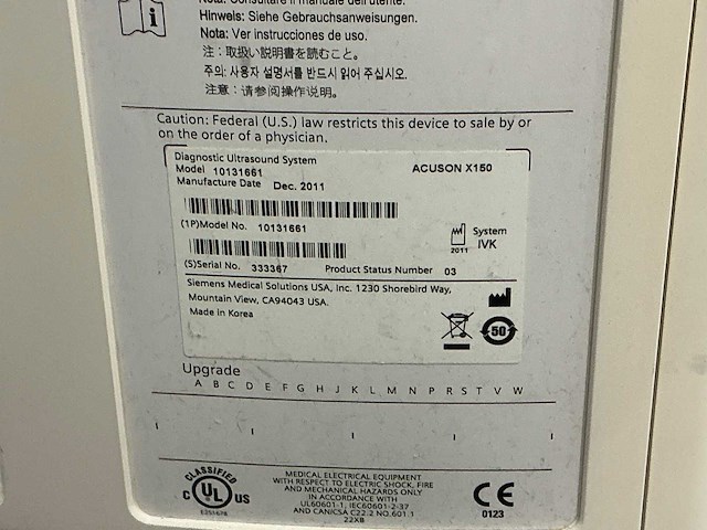 Echo apparaat - siemens - acuson x150 - 2011 - afbeelding 8 van  8