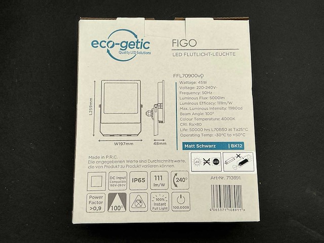 Eco getic figo led floodlight 45w (24x) - afbeelding 1 van  2