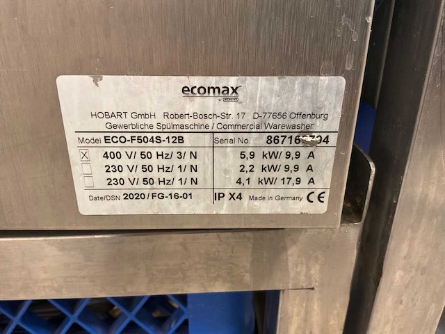 Ecomax by hobart eco-f504s-12b vaatwasser - afbeelding 3 van  11