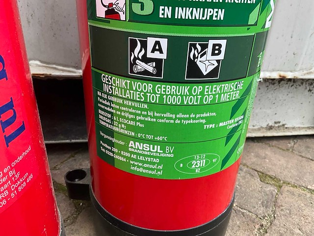 Ecoschuim/ ansul 6 liter brandblusser (2x) - afbeelding 4 van  6