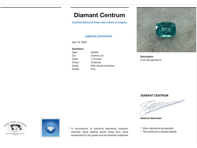 Edelsteen - 1.10 carat natuurlijke apatiet - afbeelding 3 van  5