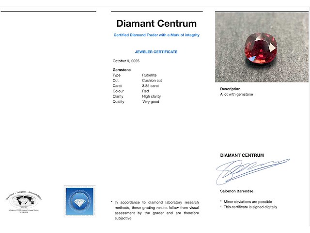 Edelsteen - 3.85 carat natuurlijke rubelliet - afbeelding 3 van  4