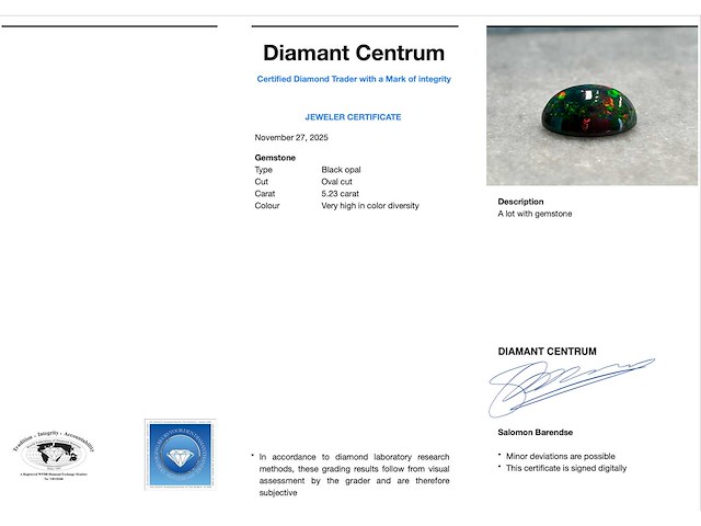 Edelsteen - 5.23 carat natuurlijke black opal - afbeelding 3 van  4