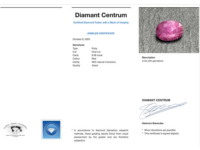 Edelsteen 9.06 carat natuurlijke robijn - afbeelding 3 van  4