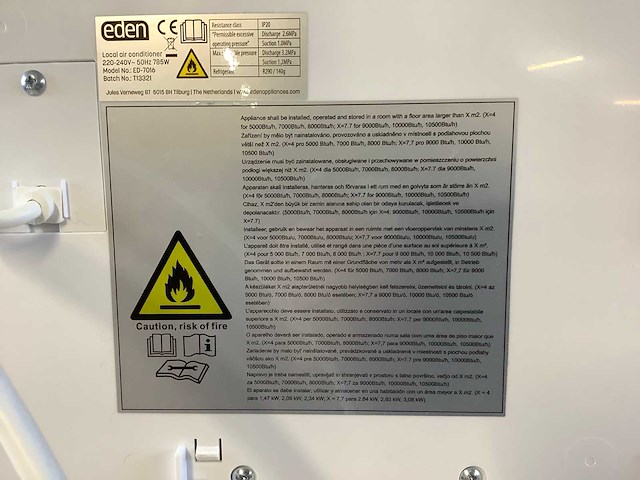 Eden ed-7016 7000btu airconditioning - afbeelding 6 van  8