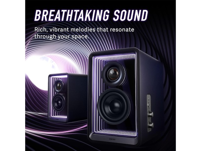 Edifier qr65 active design monitor luidspreker 70watt met rgb lichteffecten zwart - afbeelding 2 van  5