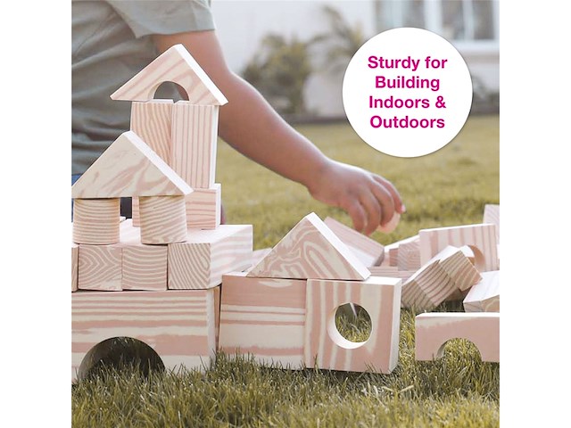 Edushape hout-imitatie foam blokken 75 mm 32 stuks - afbeelding 3 van  4