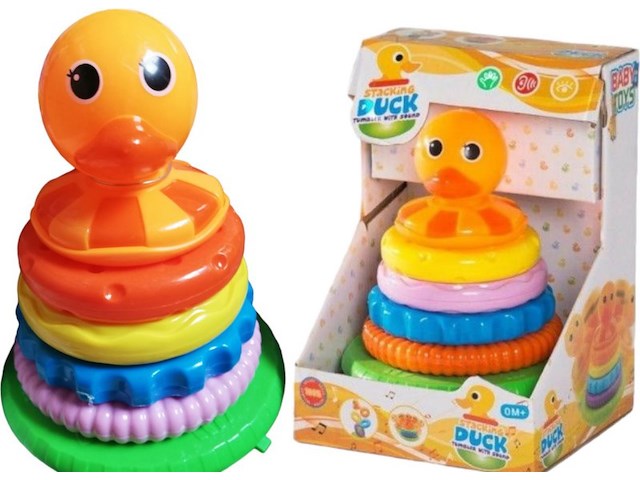 Eend tuimelaar met geluid stacking stapel duck 2 stuks - afbeelding 2 van  7