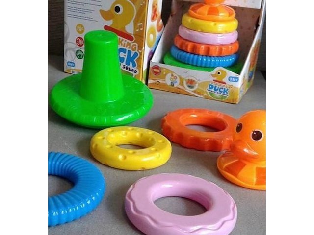 Eend tuimelaar met geluid stacking stapel duck 2 stuks - afbeelding 4 van  7