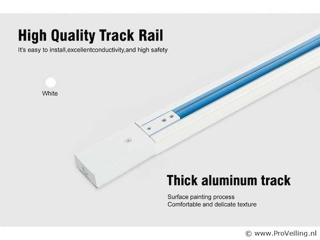 Eenfase rail – 1 m – wit – aluminium – ip20 – inclusief montageset (x10) - afbeelding 1 van  3