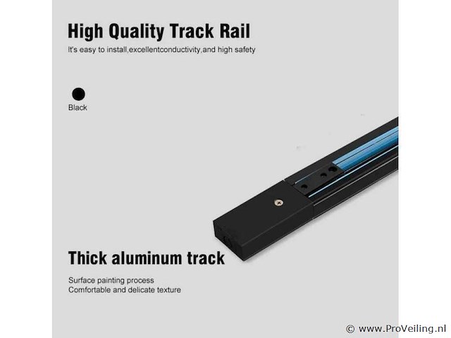 Eenfase rail – 1 m – zwart – aluminium – ip20 – inclusief montageset (x20) - afbeelding 1 van  3