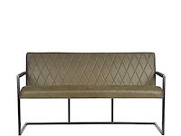 Eetkamerbank, army microvezelstof, zwart metalen onderstel - afbeelding 2 van  5