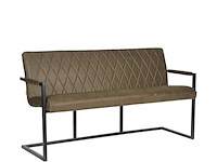 Eetkamerbank, army microvezelstof, zwart metalen onderstel - afbeelding 1 van  5