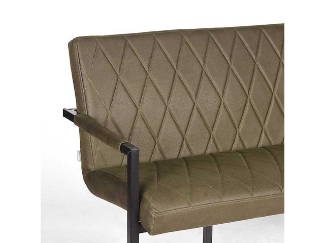 Eetkamerbank, army microvezelstof, zwart metalen onderstel - afbeelding 5 van  5