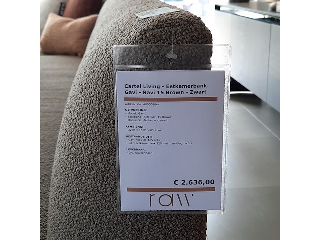 Eetkamerbank cartel living, gavi, bruin, c - afbeelding 2 van  7