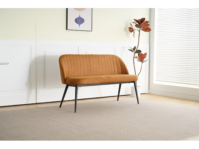 Eetkamerbankje hal bankje 130 cm 2 persoons, cognac, 2025 - afbeelding 1 van  2