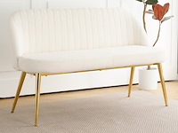 Eetkamerbankje hal bankje 130 cm 2 persoons, teddy cream, 2025 - afbeelding 1 van  2