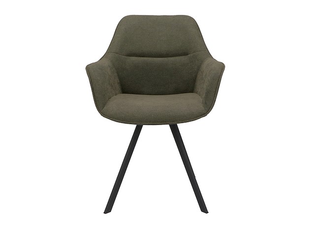 Eetkamerstoel roos donkergroen bloq stof met armleuning - afbeelding 1 van  6