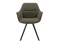 Eetkamerstoel roos donkergroen bloq stof met armleuning - afbeelding 1 van  6