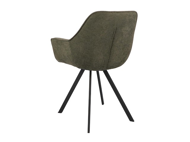 Eetkamerstoel roos donkergroen bloq stof met armleuning - afbeelding 2 van  6