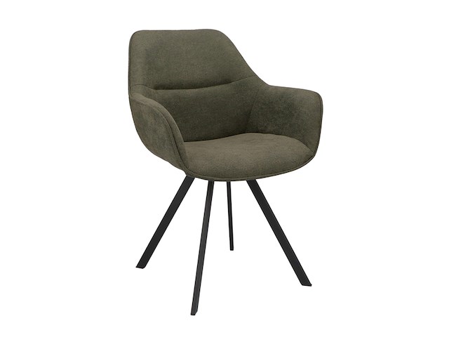 Eetkamerstoel roos donkergroen bloq stof met armleuning - afbeelding 3 van  6