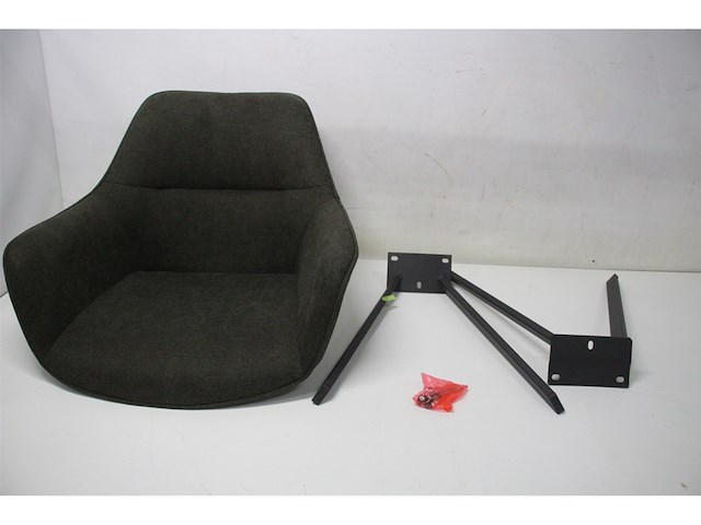 Eetkamerstoel roos donkergroen bloq stof met armleuning - afbeelding 5 van  6