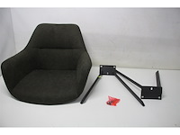 Eetkamerstoel roos donkergroen bloq stof met armleuning - afbeelding 5 van  6