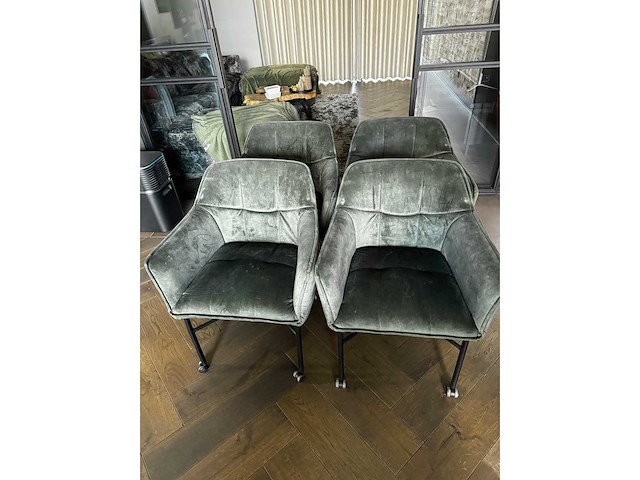 Eetkamerstoel velvet green (6x) - afbeelding 1 van  7