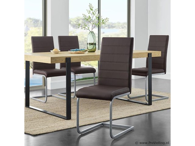 Eetkamerstoelen 4-delig vegas bruin - afbeelding 3 van  10
