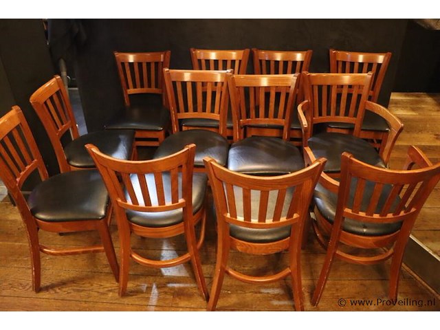 Eetkamerstoelen, hout/leder bekleed - 12 stuks - afbeelding 1 van  6