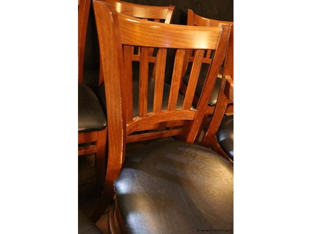 Eetkamerstoelen, hout/leder bekleed - 12 stuks - afbeelding 6 van  6