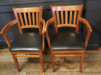 Eetkamerstoelen met armleuning, hout/leder bekleed - 4 stuks - afbeelding 2 van  4