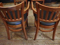 Eetkamerstoelen met armleuning, hout/leder bekleed - 4 stuks - afbeelding 3 van  4