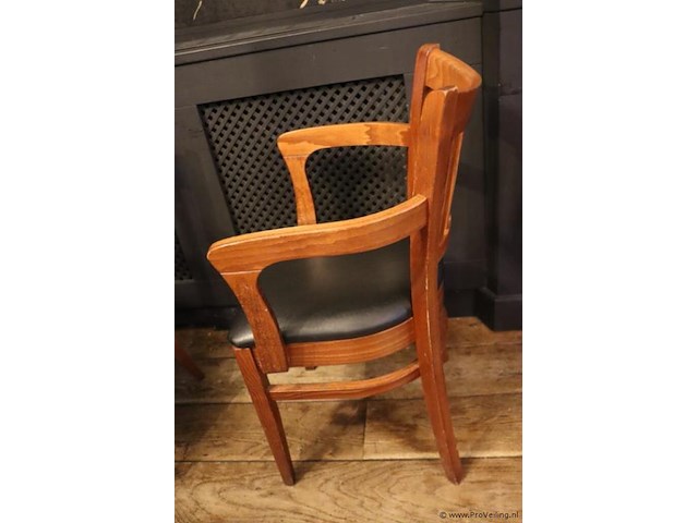 Eetkamerstoelen met armleuning, hout/leder bekleed - 4 stuks - afbeelding 4 van  4