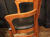 Eetkamerstoelen met armleuning, hout/leder bekleed - 4 stuks - afbeelding 4 van  4