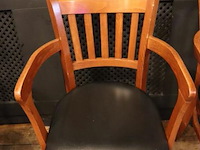 Eetkamerstoelen met armleuning, hout/leder bekleed - 6 stuks - afbeelding 3 van  5